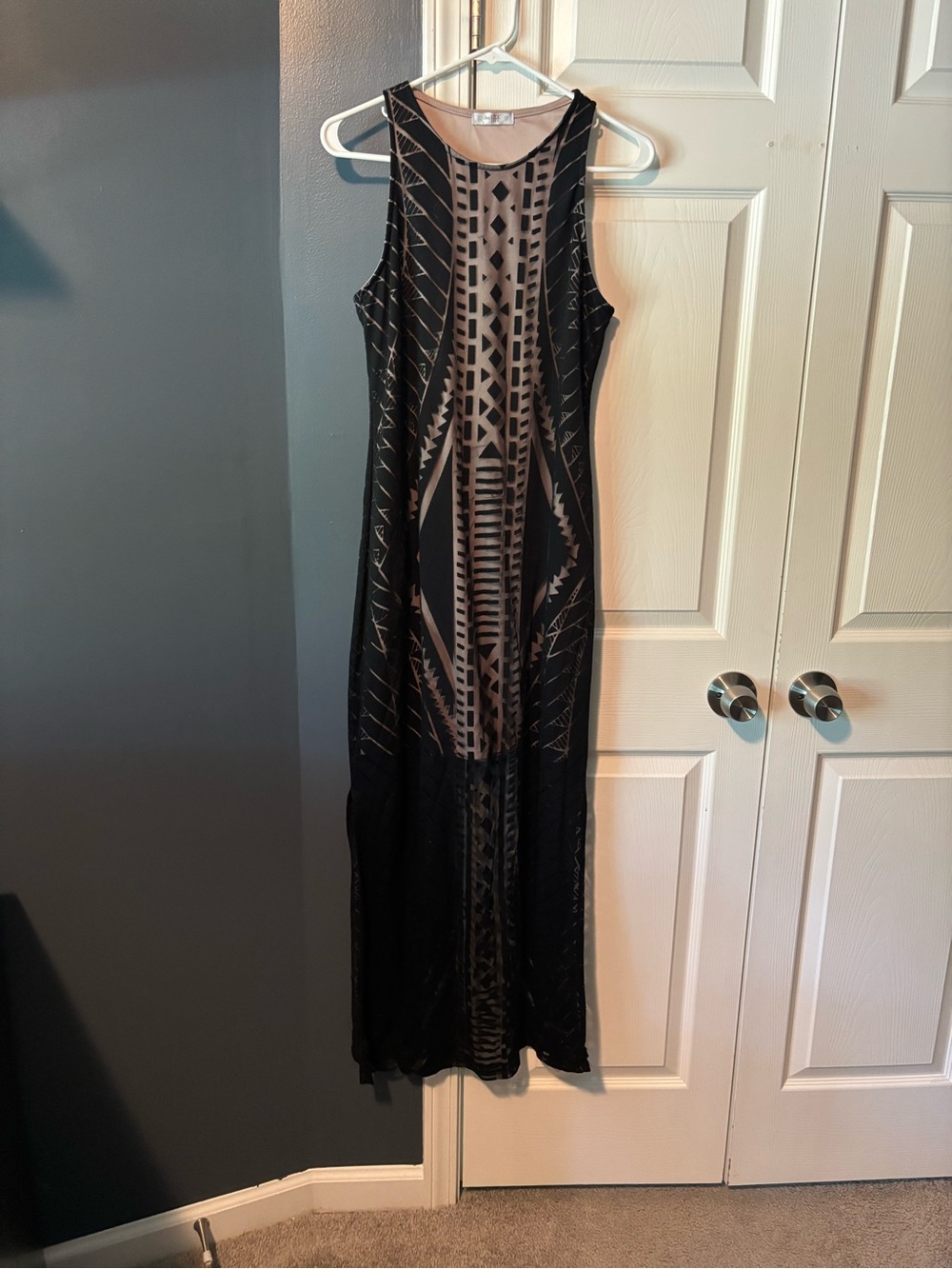 love, Fire Black and Nude Geometric Maxi Dress size women’s medium